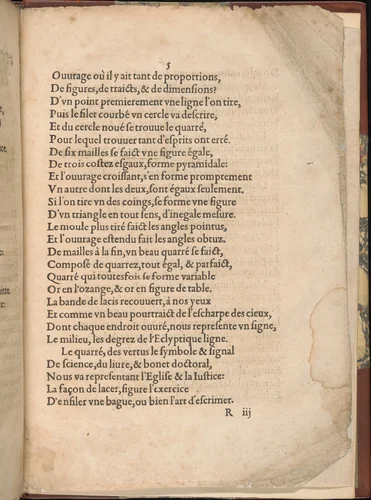 Les Secondes Oeuvres, et Subtiles Inventions De Lingerie du Seigneur Federic de Vinciolo Venitien, page 67 (recto) by Federico de Vinciolo, book, 1603