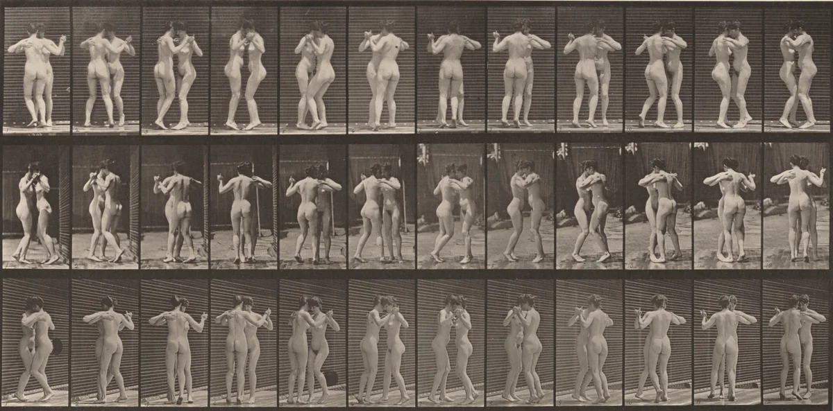 Plate Number 196.Two women dancing a waltz by Eadweard Muybridge, photograph, 1887