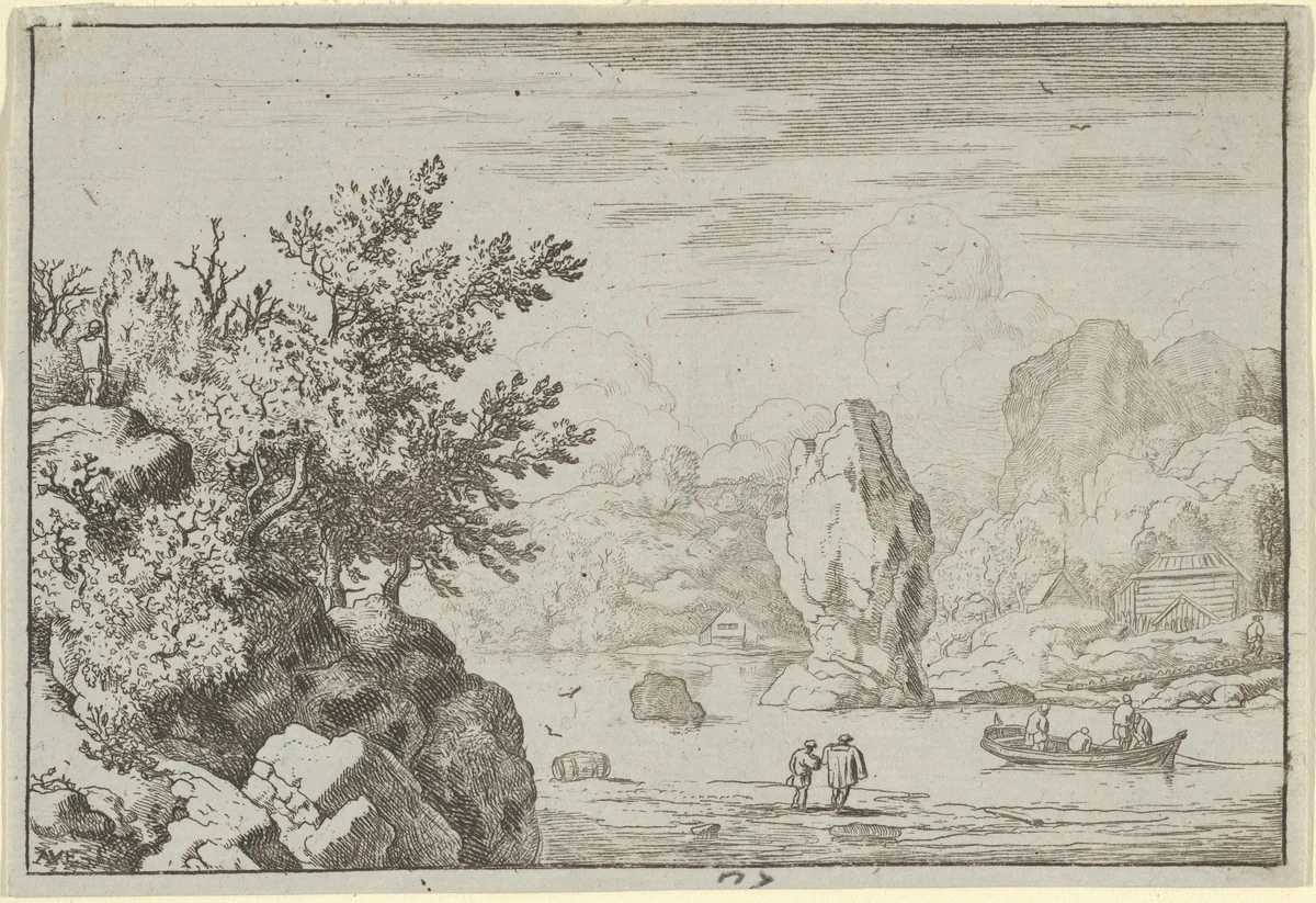 The Rock in the Middle of the River by Allart van Everdingen, print, 1621-1675