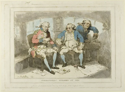 Commanders Engaged at Sea by Thomas Rowlandson, print, 1785