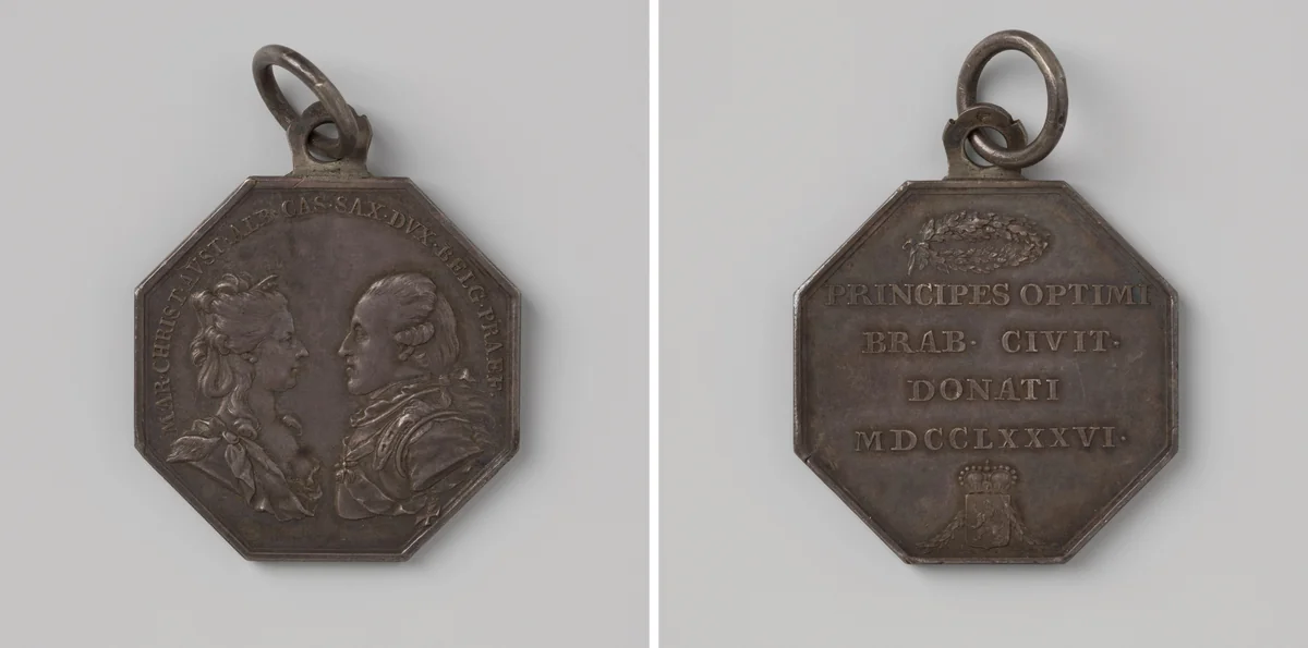 Maria Christina en Albert-Kasimir, landvoogden der zuidelijke Nederlanden, penning vereerd door het gewest Brabant by anonymous, metalwork, 1786