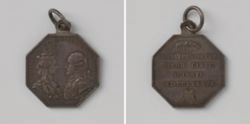 Maria Christina en Albert-Kasimir, landvoogden der zuidelijke Nederlanden, penning vereerd door het gewest Brabant by anonymous, metalwork, 1786