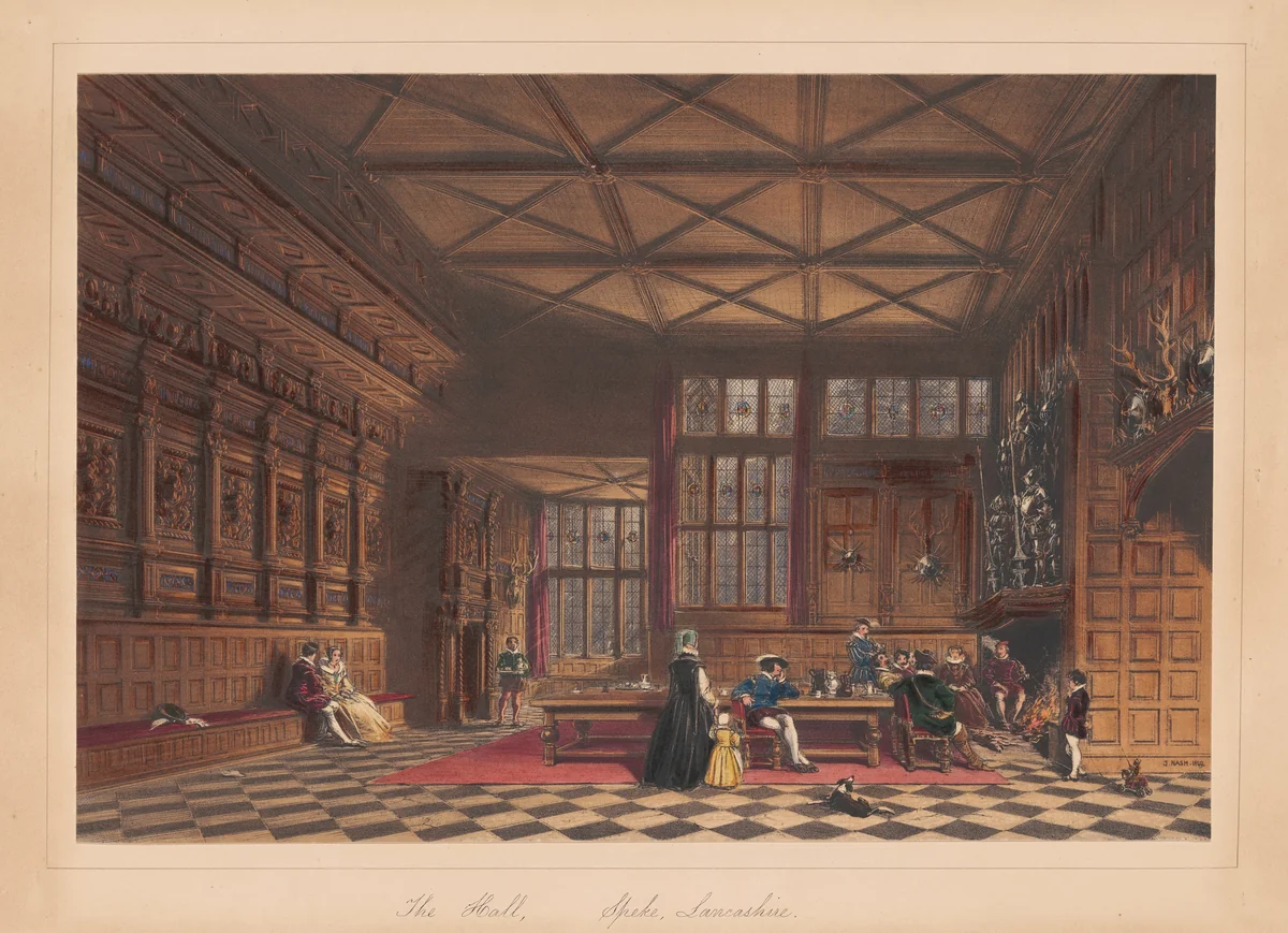 The Hall, Speke, Lancashire by Joseph Nash, print, 1849