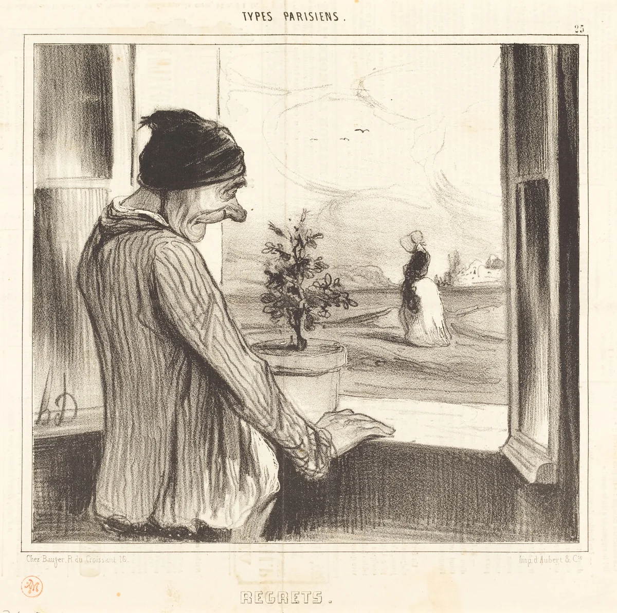 Regrets by Honoré Daumier, print, 1840