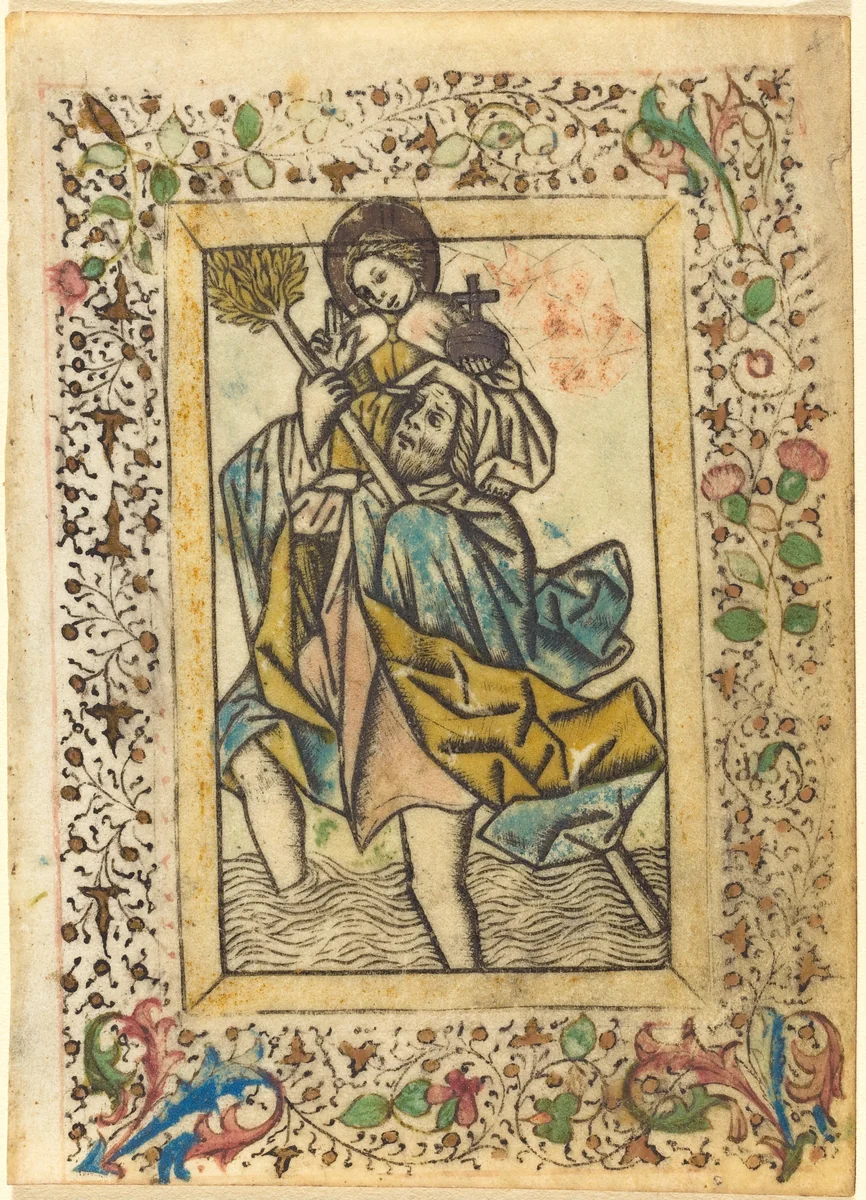 Saint Christopher by Master of the Dutuit Mount of Olives, print, 1460