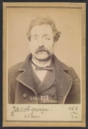 Jacob. Georges, Gustave. 43 ans, né à Paris XVIIe. Journalier. Anarchiste. 27/2/94. by Alphonse Bertillon, photograph, 1894
