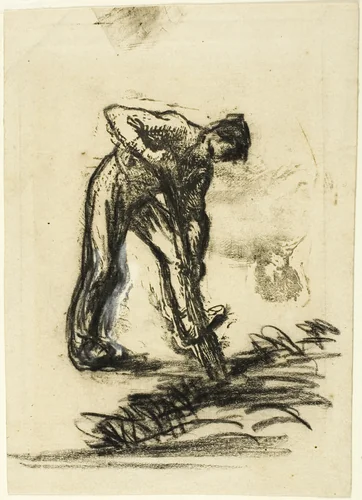 Peasant Digging by Jean-François Millet, print, 1863