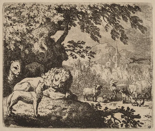 Reynard in Council with the Lion and Lioness by Allart van Everdingen, print, 1645-1656