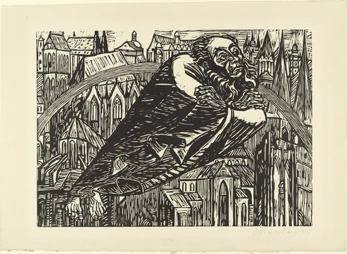 The Cathedrals (Die Dome) from The Transformations of God (Die Wandlungen Gottes) by Ernst Barlach, print, 1922