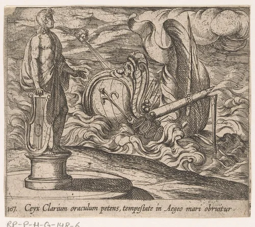 Wrak van het schip van Ceyx by Antonio Tempesta, print, 1606-1638