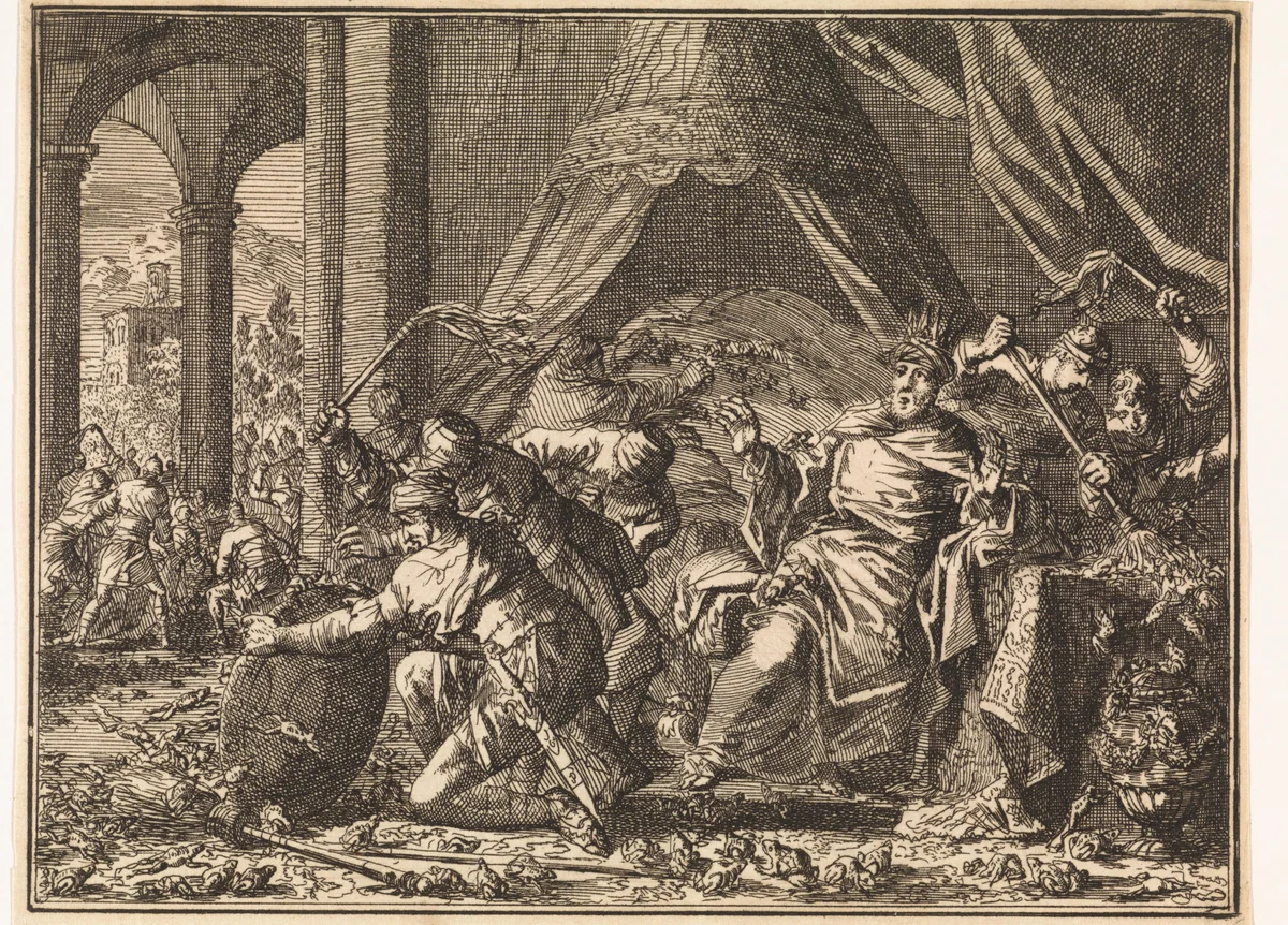 Plaag van de kikkers by Jan Luyken, print, 1712