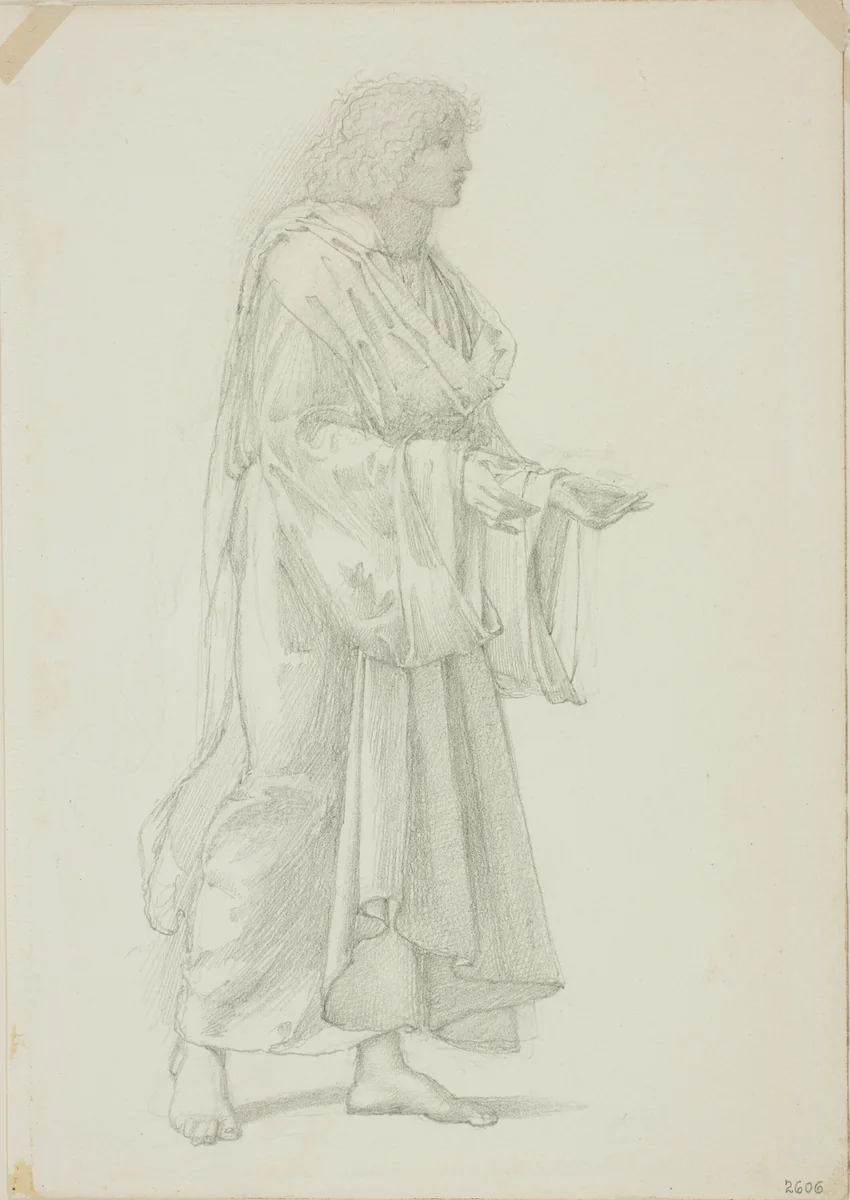 Draped Standing Male Figure by Edward Burne-Jones, drawing, 1868-1883