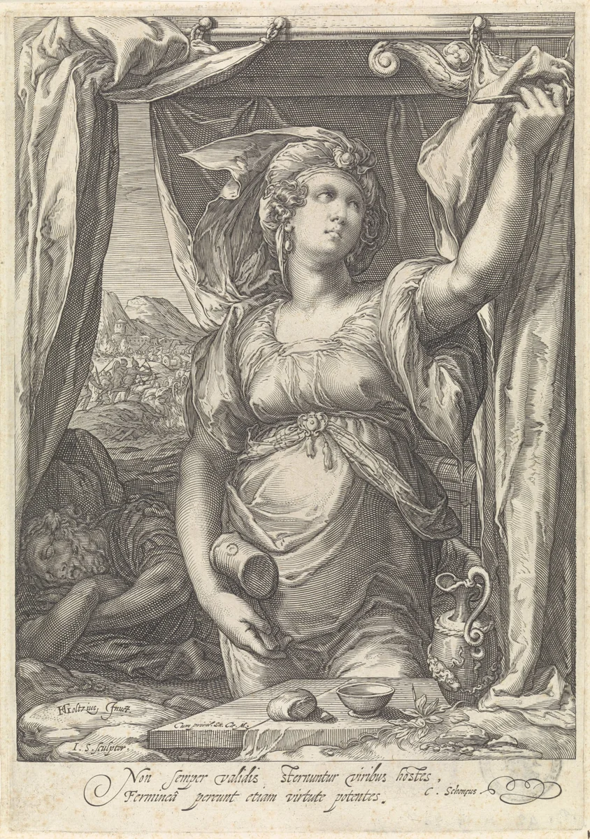 Jaël en Sisera by Unknown, print, 1575-1607