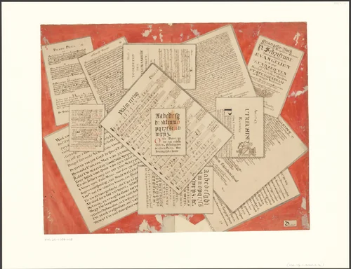 Schijnbedrieger met bladmuziek en ander drukwerk by Donker, drawing, 1763-1849