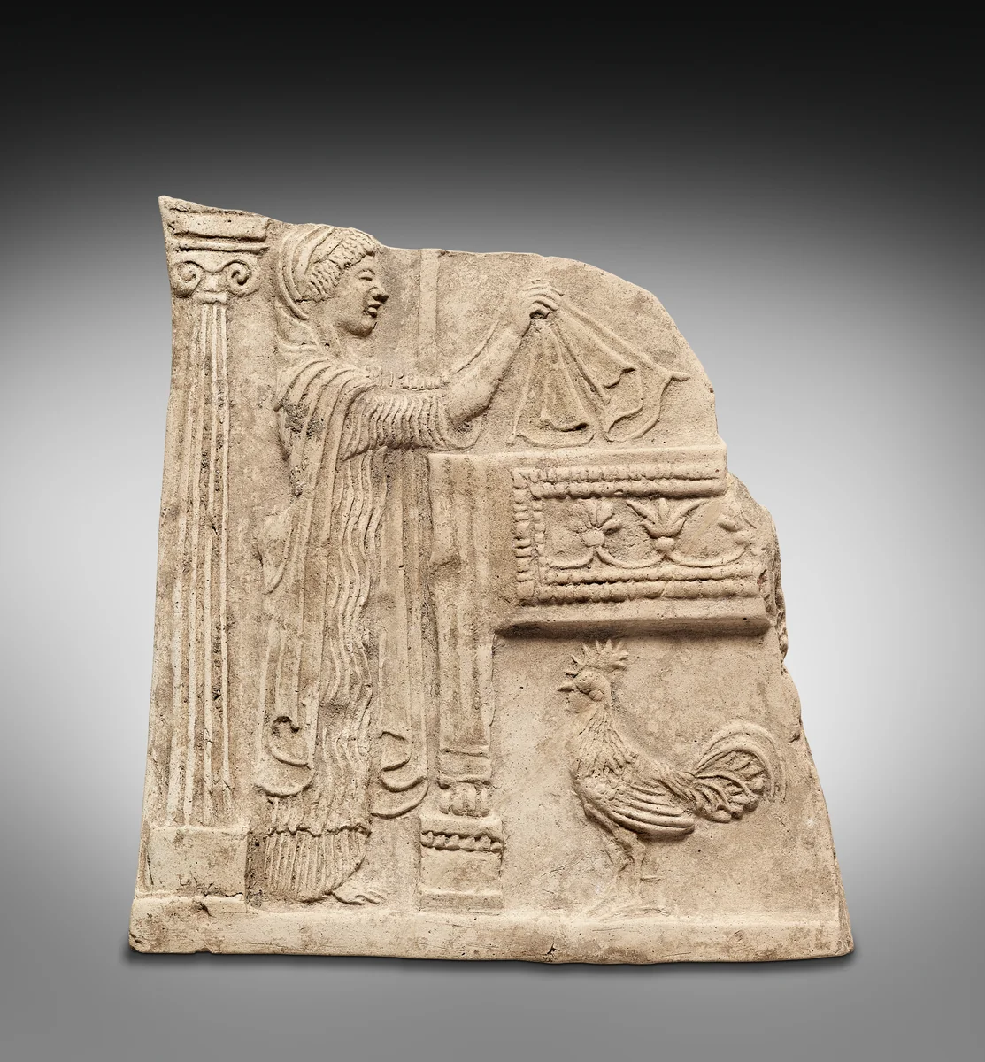 Votive Plaque (Pinax) with Persephone Making her Bridal Bed by Unknown, other, -490--450