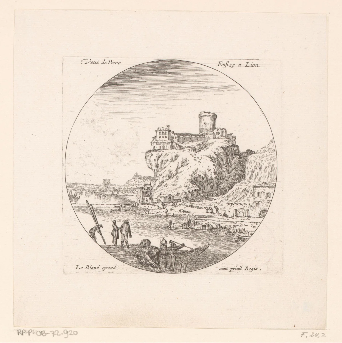 Gezicht op kasteel Pierre Scize by Israël Silvestre, print, 1645-1691