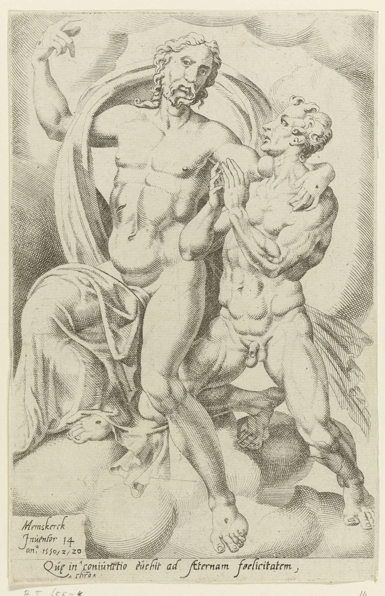 Zaligheid wordt bereikt door een te worden met Christus by Dirck Volckertsz. Coornhert, print, 1550