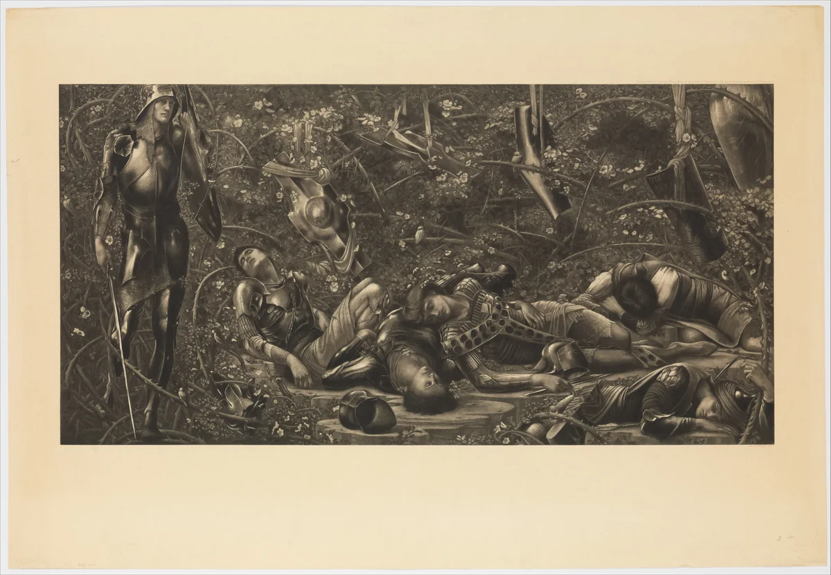 The Legend of the Briar Rose - The Prince Enters the Briar Wood by Sir Edward Burne-Jones, print, 1892