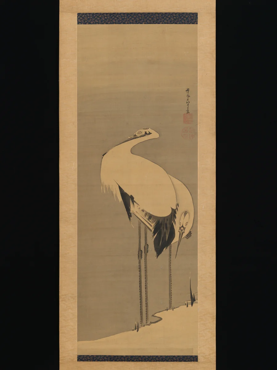 Two Cranes by Itō Jakuchū (伊藤若冲), painting, 1600-1850
