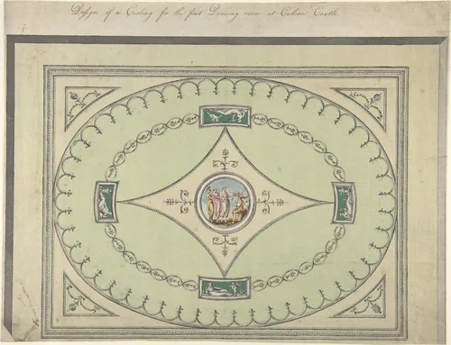 Design for a Ceiling for the First Drawing Room at Culzean Castle, Ayrshire by Robert Adam, drawing, 1779-1782