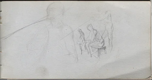 Sketchbook, page 98: Study of Figures by Ernest Meissonier, book, 1860-1869