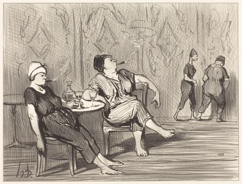 A la buvette by Honoré Daumier, print, 1847