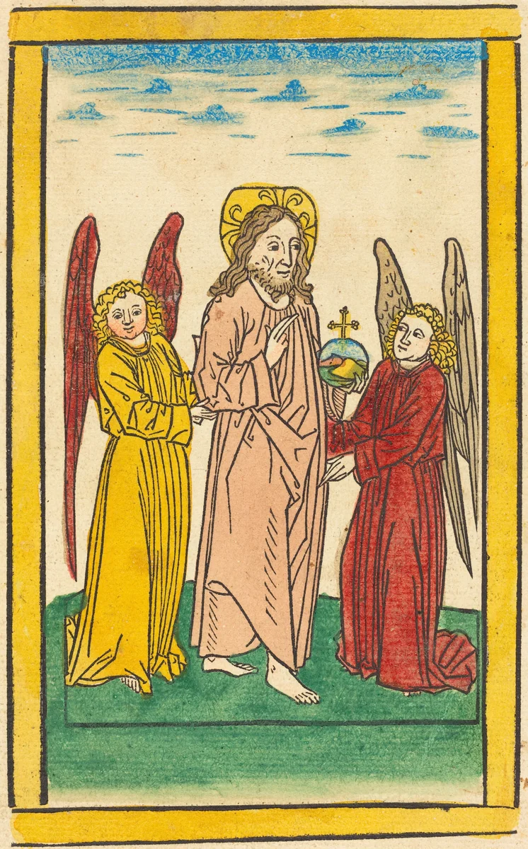 Christ as Salvator Mundi by German 15th Century, print, 1485