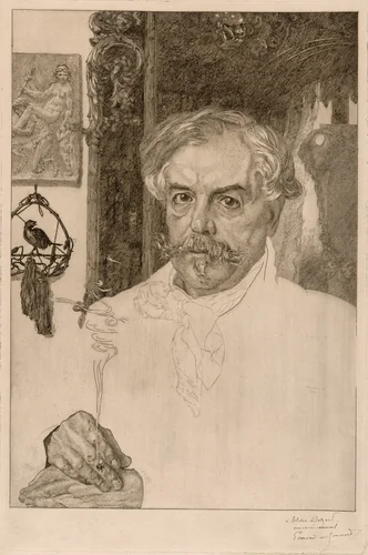 Portrait of Edmond de Goncourt by Felix Bracquemond, print, 1882