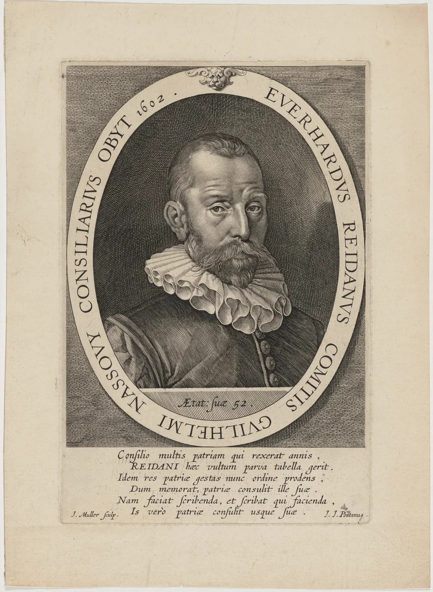 Everhard Reidan, Friend of William the Silent by Jan Muller, print, 1571-1628