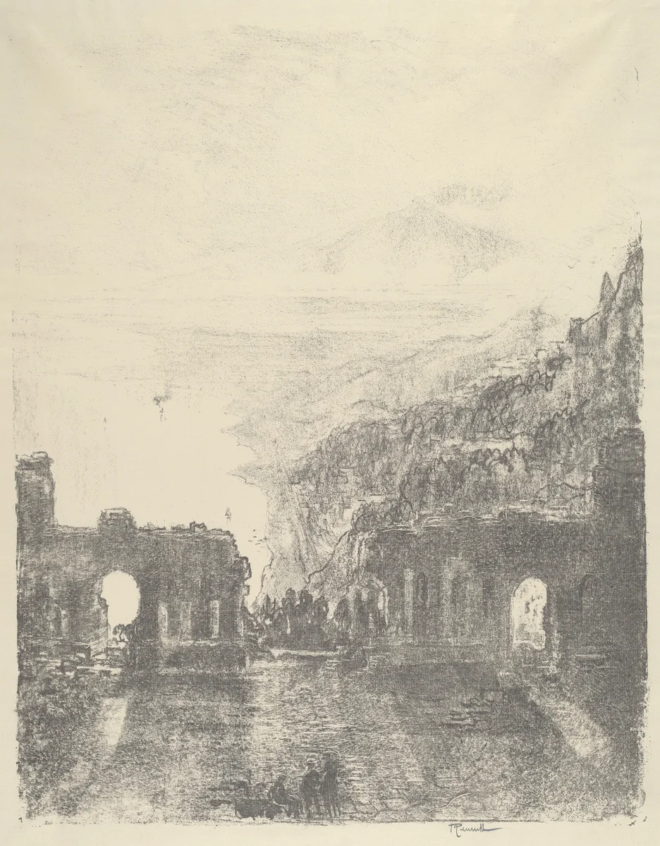 Aetna Over Taormina by Joseph Pennell, print, 1913