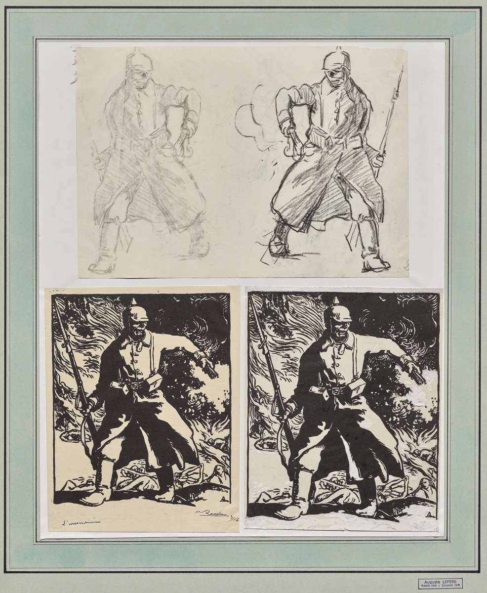 L'Incendiare by Auguste Louis Lepère, drawing, 1914