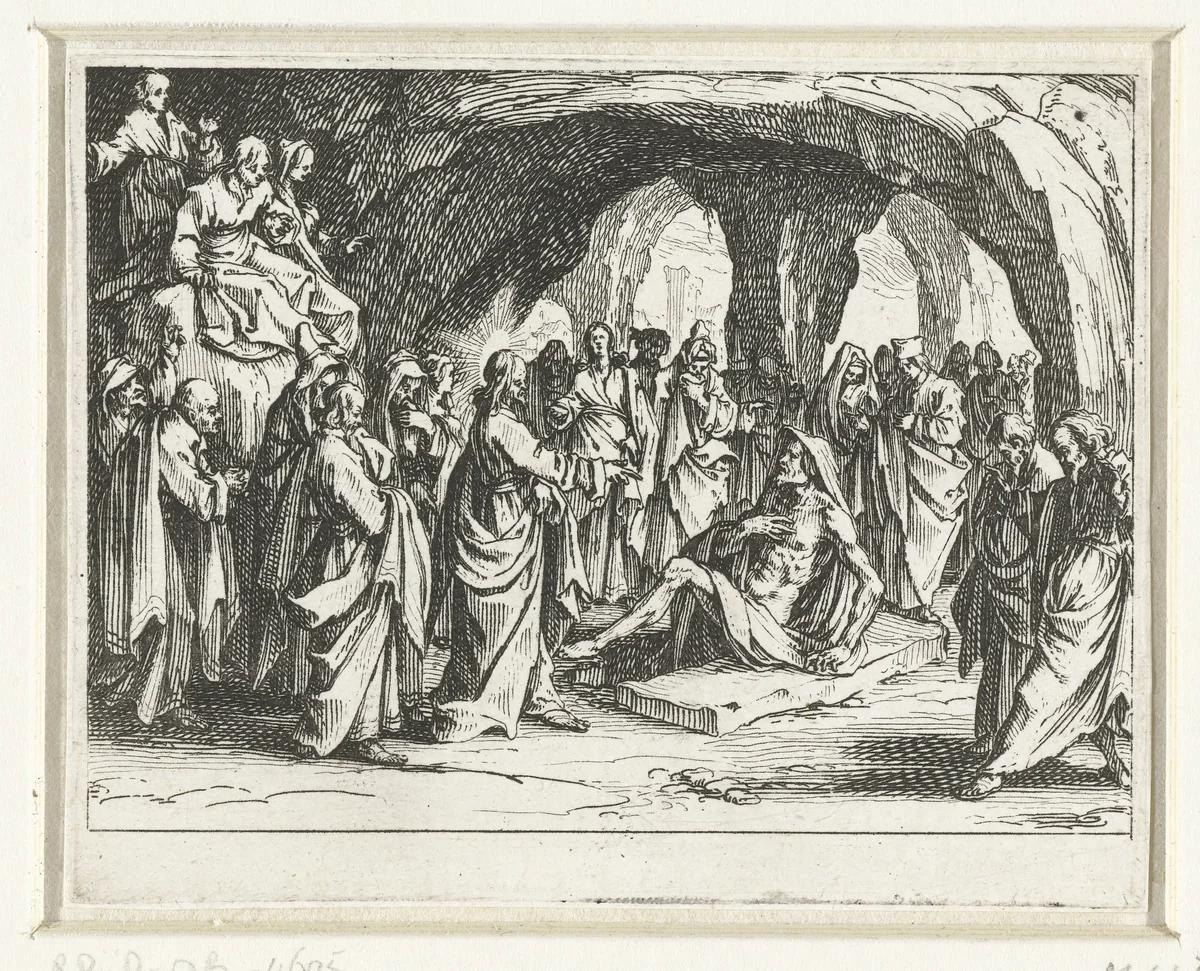 Opwekking van Lazarus by Jacques Callot, print, 1635