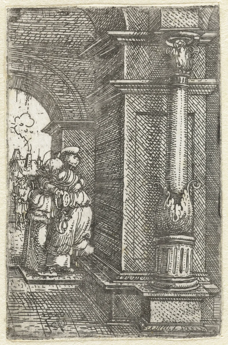 Joachim en Anna ontmoeten elkaar bij de poort by Unknown, print, 1520