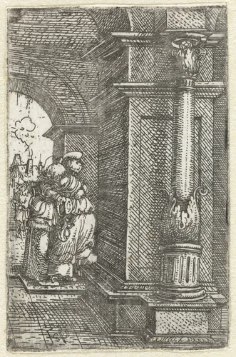 Joachim en Anna ontmoeten elkaar bij de poort by Unknown, print, 1520