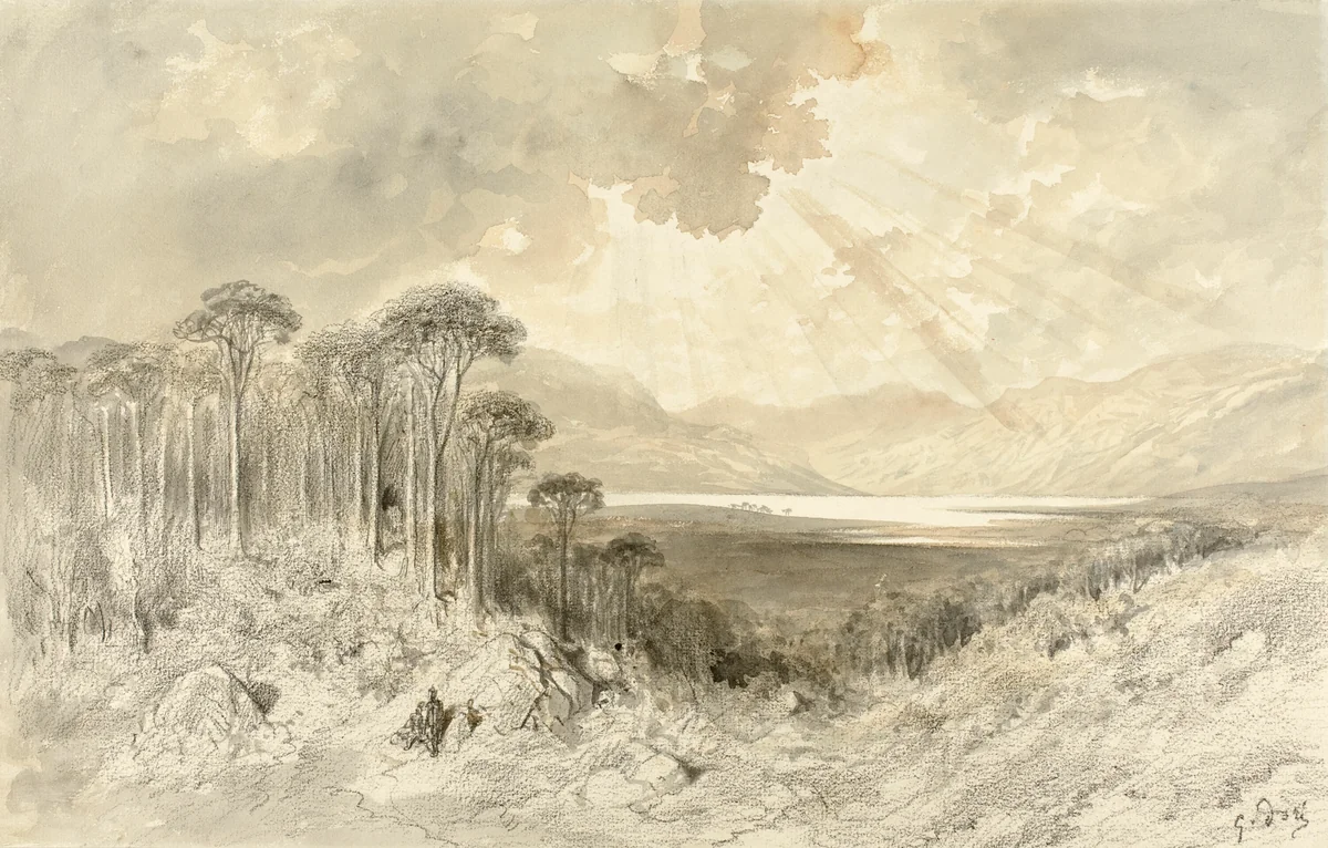 Scottish Landscape by Gustave Doré, drawing, 1873