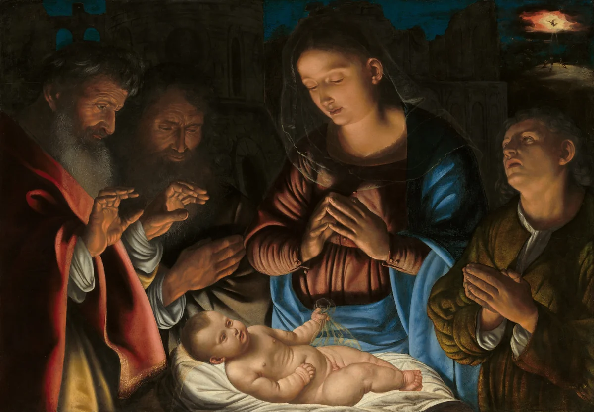 The Adoration of the Shepherds by Giovanni Girolamo Savoldo, painting, 1530-1540