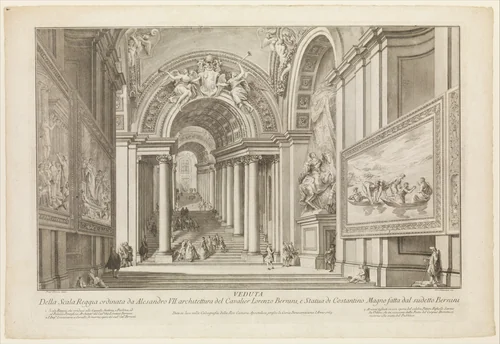 View of the Scala Reggia ordered by Alesandro VII (Vedute Della Scala Reggia ordinata da Alesandro VII) by Giovanni Ottaviani, print, 1750-1813