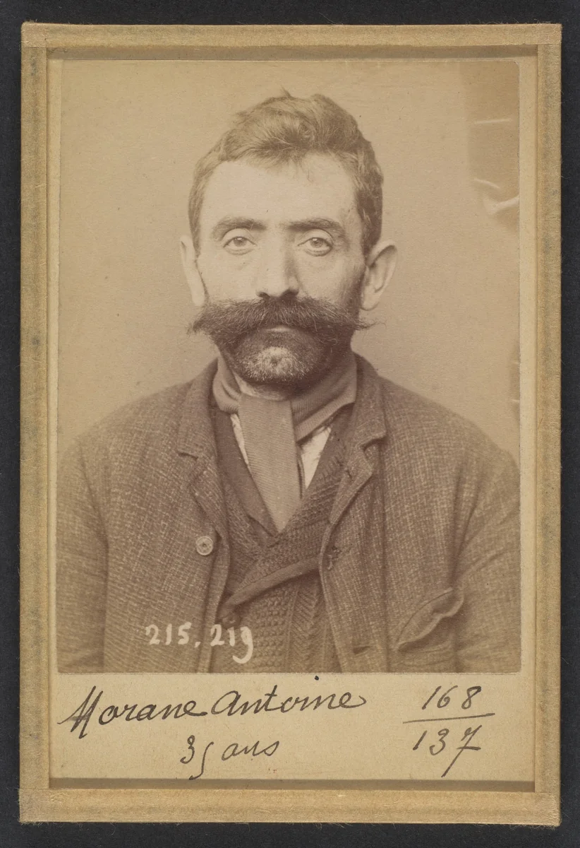 Morane. Antoine. 35 ans, né à Chalinargue (Cantal). Manœvre. Anarchiste. 6/3/94. by Alphonse Bertillon, photograph, 1894