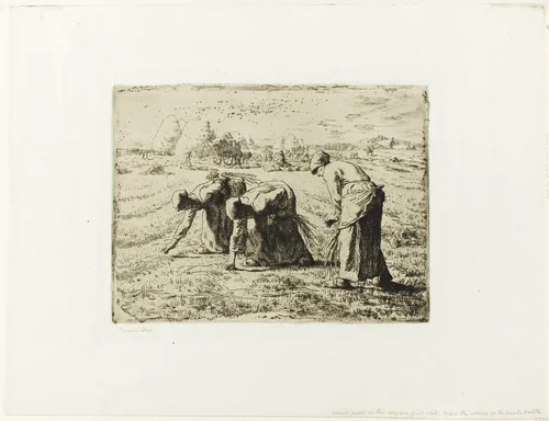 Peasant with a Wheelbarrow by Jean-François Millet, print, 1855