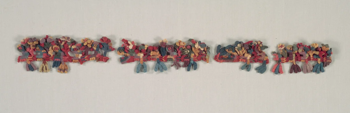 Border Fragment with Birds and Flowers by Unknown, textile, -100-700