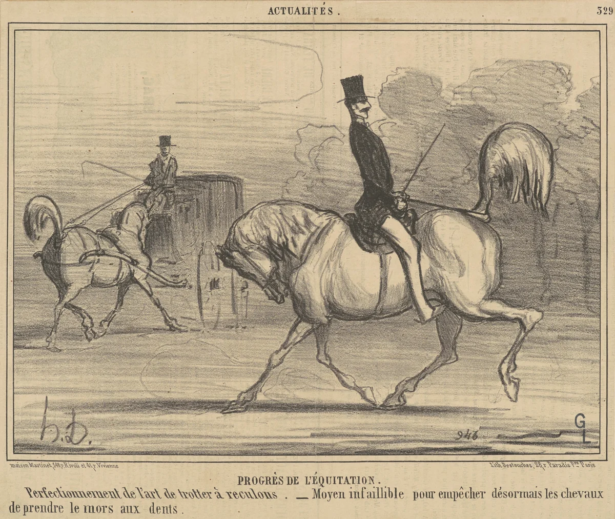 Progrès de l'équitation by Honoré Daumier, print, 1856