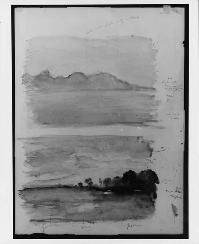 Double Study of Dawn, Moorea Seen across the Water, Tahiti by John La Farge, artwork, 1891