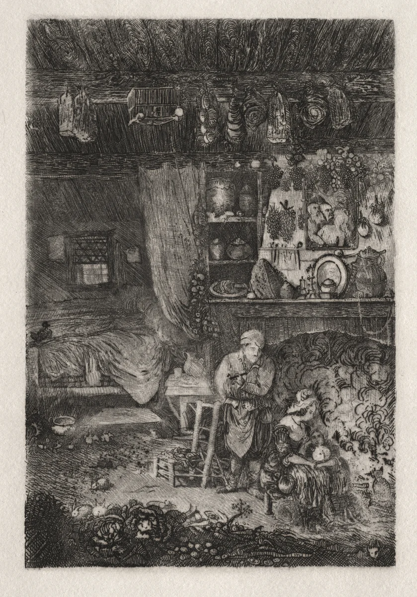 Flemish Interior by Rodolphe Bresdin, print, 1856-1866