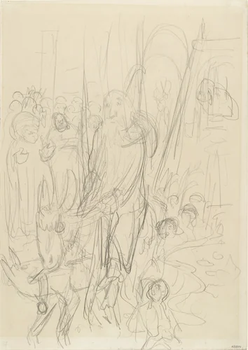 Christ's Entry into Jerusalem (Der Einzug in Jerusalem) by Alfred Kubin, drawing, 1923