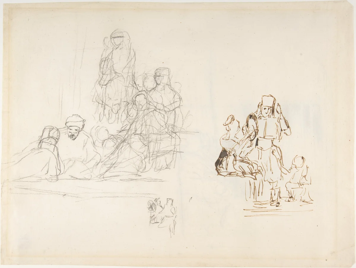 Studies of two groups of Turkish figures by Sir David Wilkie, drawing, 1800-1841