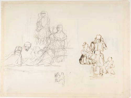 Studies of two groups of Turkish figures by Sir David Wilkie, drawing, 1800-1841