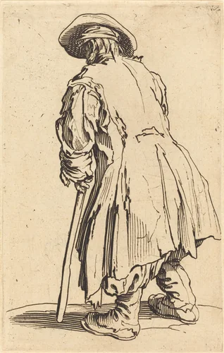 Old Beggar with One Crutch by Jacques Callot, print, 1622