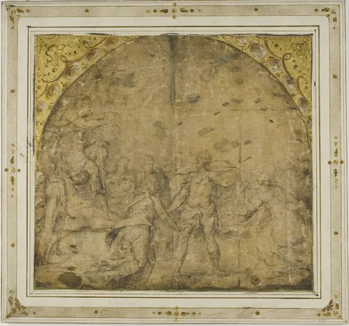 Judgment of Solomon by Camillo Boccaccino, drawing, 1521-1546