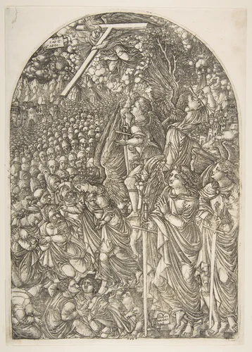Four Angels holding back the Winds, from the Apocalypse by Jean Duvet, print, 1480-1570