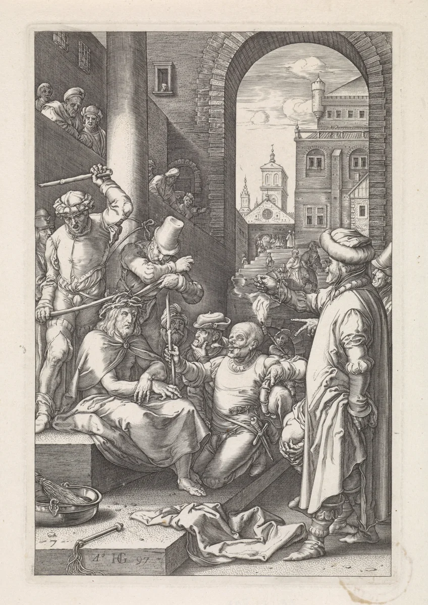 Doornenkroning by anonymous, print, 1597-1667